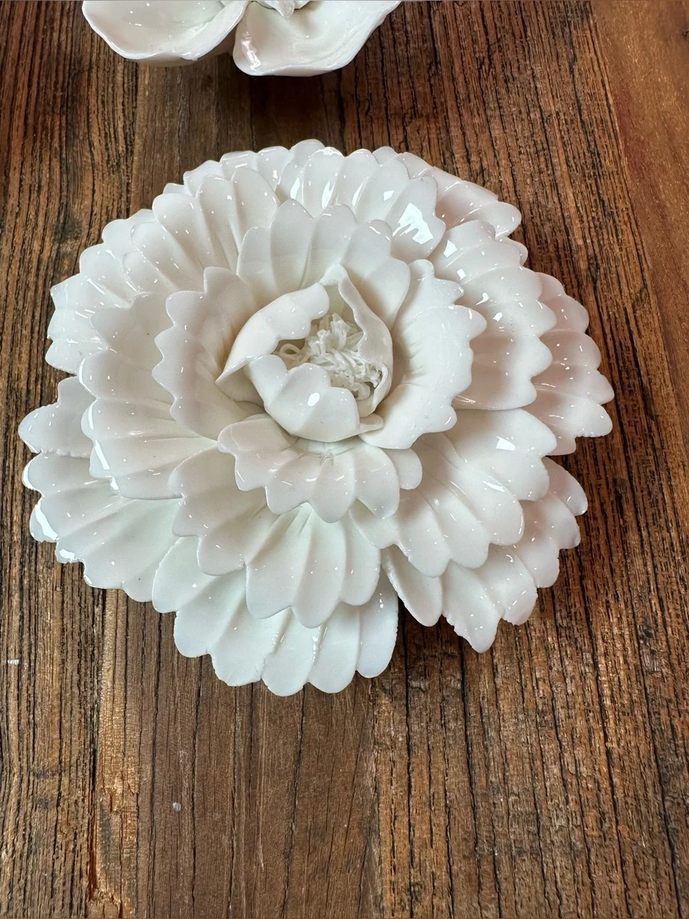 White Ceramic Floral Wall Accents - Set of 4